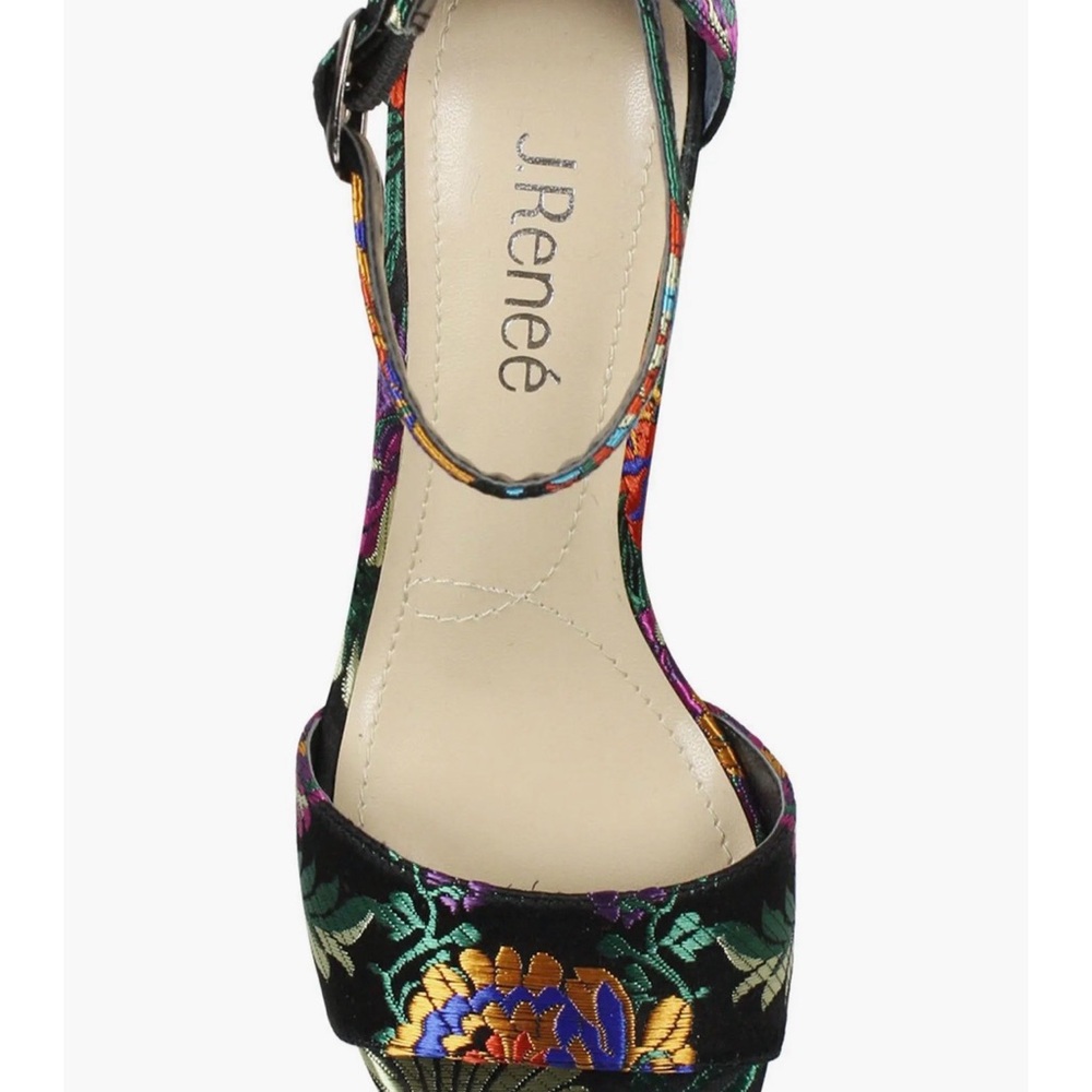 J.Renee Flaviana Black and Purple Floral Heels